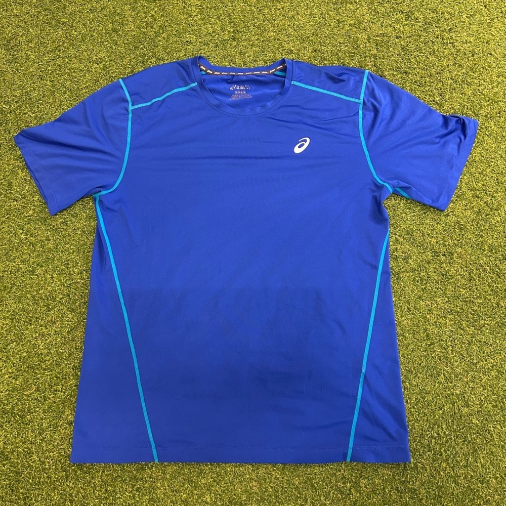Asics Mens Blue Short Sleeve Running Shirt Size Medium Performance Tee